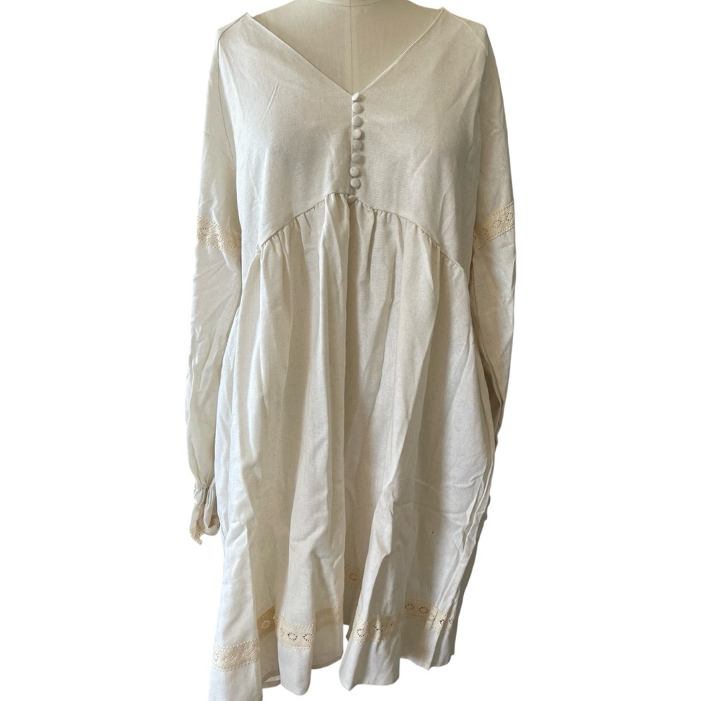 🎉HP! ONE LEFT! ❤️ Babydoll Long Sleeve Boho Swing Dress - Picture 2 of 6